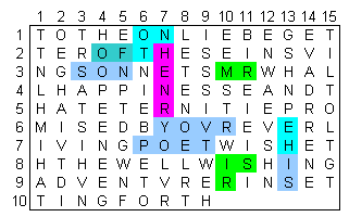 grid 15 with other words on the HENRY grid highlighted